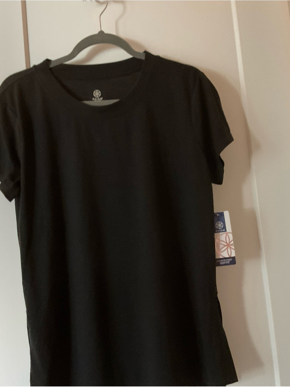 GAIAM Black Short Sleeve Crew Neck Stretch Breathable Activewear T-Shirt Lg